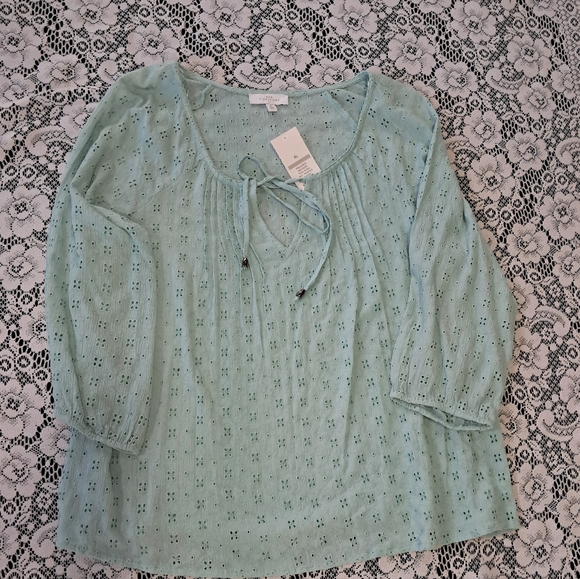 New Directions Light Green Blouse - Picture 14 of 16